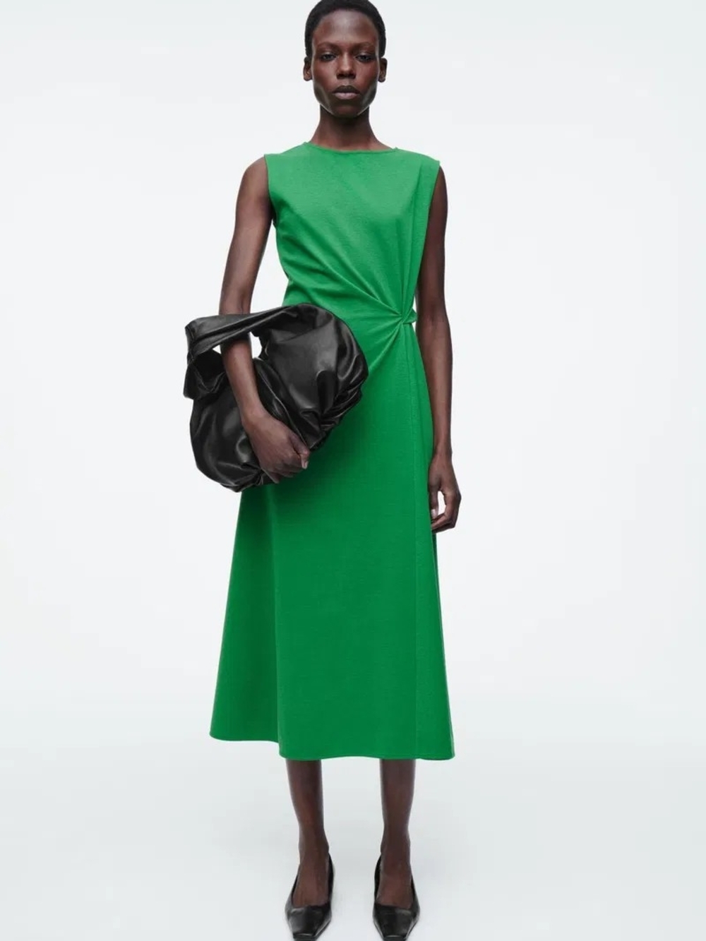 TWIST-DETAIL JERSEY MIDI DRESS
